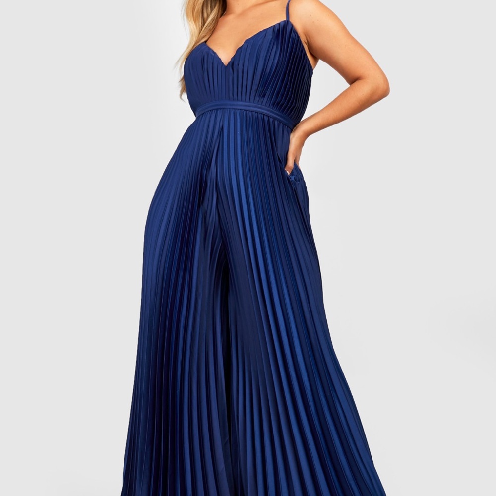 Wide Leg Pleated Jumpsuit